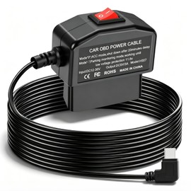 Truhuova Cavo di alimentazione OBD per dashcam, OBD2 a tipo C, kit hardwire con interruttore, 12 V-36 V a 5 V/3 A, per monitoraggio del parcheggio 24 ore e modalità ACC, protezione da sottotensione