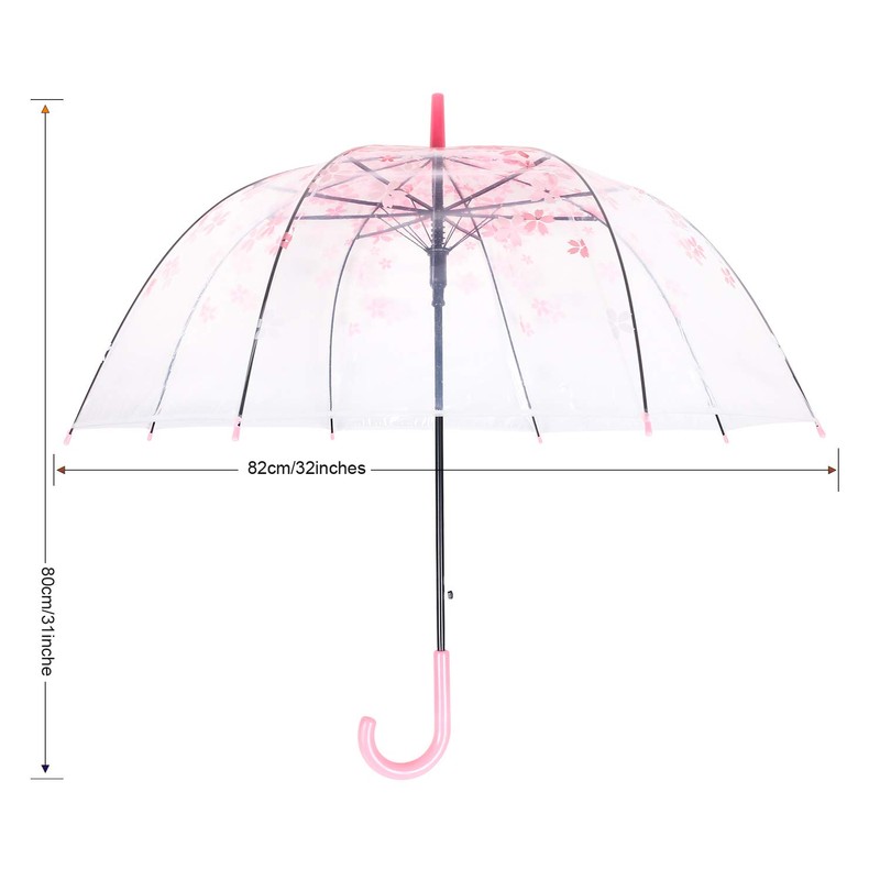 ThreeH Elegant Arch Umbrella Windproof Thick Transparent Cherry Cute Design