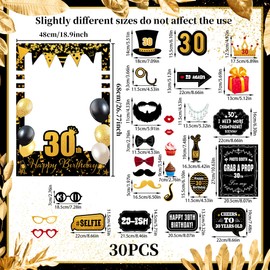 LaVenty Black Gold 30th Birthday Party Photo Booth Props 30th Birthday Photo Frame Dirty 30 Birthday Photo Frame