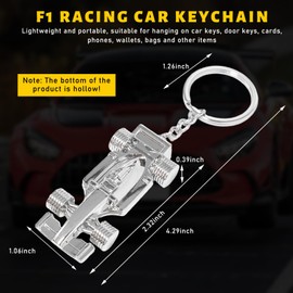 Suvnie F1 Race Car Keychain, Party Favor Auto Keyring Racing Model Gift for Father Husband Boyfriend, Metal Key Fob Holder (Hollow)