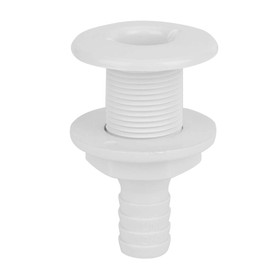 Klanata 3/4 Plastic Marine Thru Hull Fitting, Boat Drain Outlet Plug with Hose Connection, White, for Boat Maintenance and Drainage