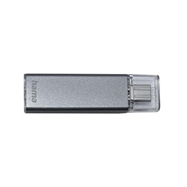 Hama USB Stick 128 GB (USB C 3.1, Data Storage with 100 MB/s Data Transfer Rate and Cap for Windows/MacBook), Anthracite, Compact