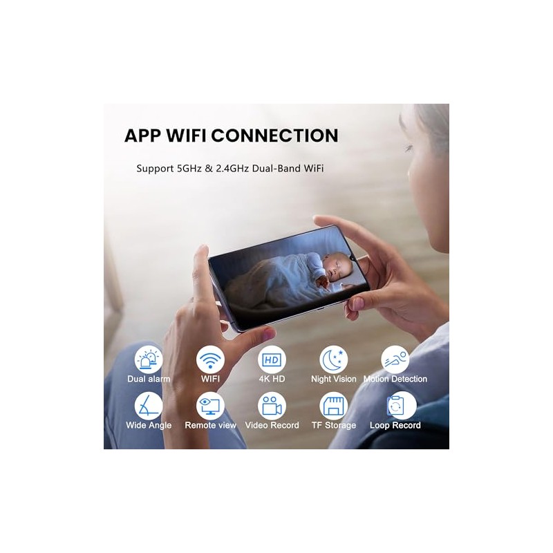 GHYREX Clock Camera 5G 4K HD Wireless Camera WiFi Nanny
