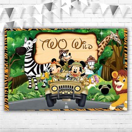 Two Wild Jungle Backdrop 5x3 Happy 2nd Birthday Safari Truck Background Vinyl Jungle Safari Theme Birthday Backgrounds for Boys and Girls