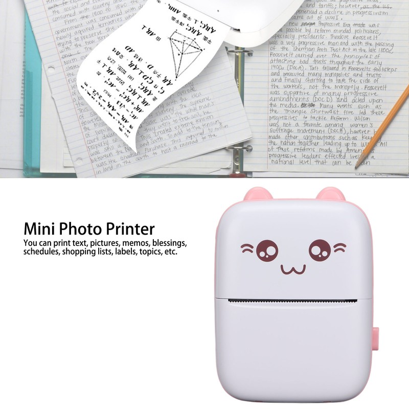 Mini Printer Portable Text Picture Memo Shopping List Label Inkless