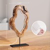 LAPTAIN LED Wood Table Lamp, Irregular Bedside Lamp with Dimmable,