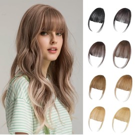 Clip in Bangs, Wispy Bangs with Temples Hairpieces, Hair Bangs Clip in Hair Extensions, Clip in Fringe for Women Daily Wear (Wispy Bangs Honey Caramel)