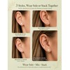 3 Pairs Gold Flower Butterfly CZ Stud Earrings with Silicone