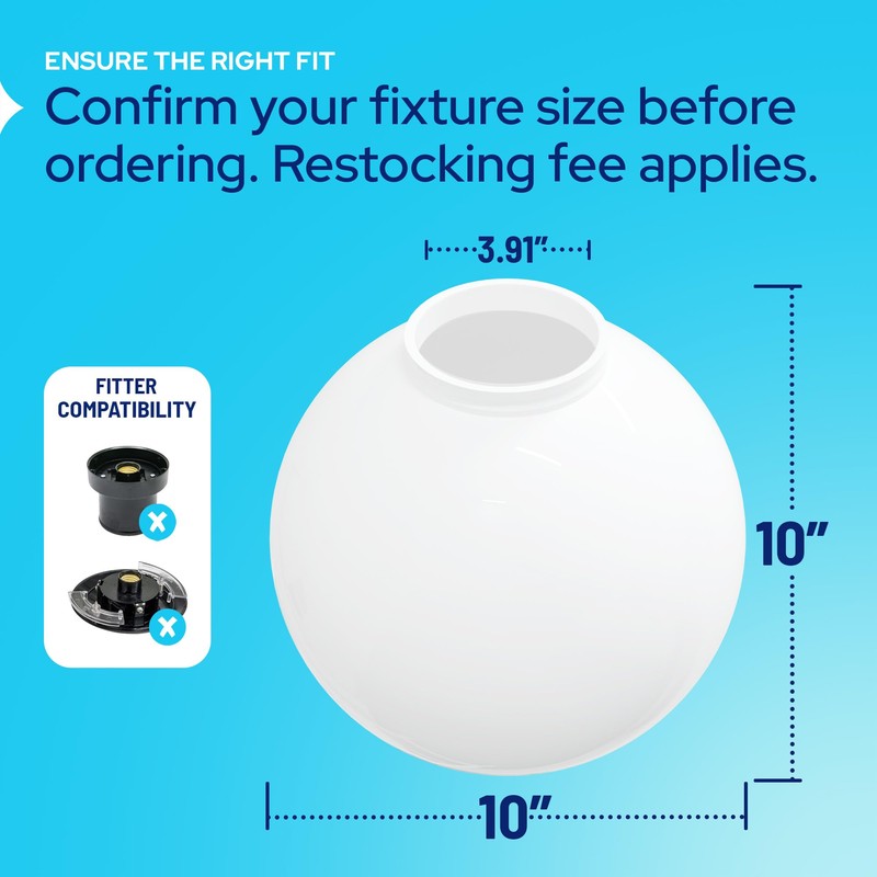 KASTLITE 10" Clear Acrylic Lamp Post Globe | Smooth Textured