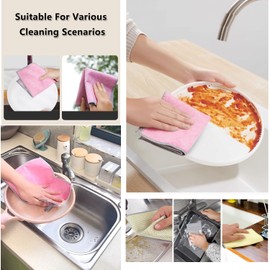 ZIRLZIM New Upgrade Multipurpose Non Scratch Wire Dishcloth, Soft Wire Dishwashing Rag Safe for Non-Stick Cookware, Scrubs & Cleans for Dishes, Sinks, Counters, Easy Rinsing (3Pcs)
