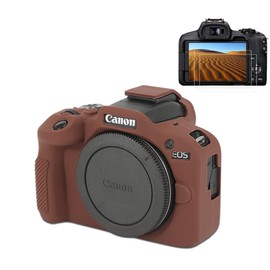 Pocoukate Case for Canon EOS R100 Camera, Soft Silicone Protective Cover Skin with EOS R100 Screen Protector Accessories for Canon EOS R100 Mirrorless Camera Silicone Case - Coffee