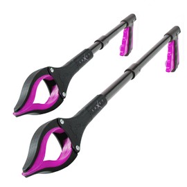 Grabber Reacher Tool - 2 Pack - Latest Version Long 19/32 Inch Foldable Pick Up Stick - Strong Grip Magnetic Tip Lightweight Trash Picker Claw Reacher Grabber Tool for Elderly Reaching, Luxet (Pink)