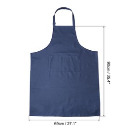 sourcing map 2 Pack Kitchen Cooking Aprons 90x69cm Adjustable Bib Waterproof Chef Apron with 3 Pockets for Men Women Chef, Navy Blue