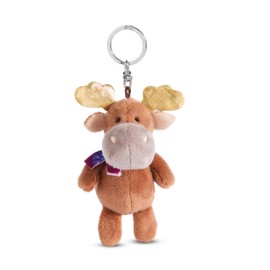 NICI 49301 Key Fob Elk Thure 10 cm Brown Sustainable Companion Cuddly Toy Pendant with Key Ring for Lanyard, Key Ring and Key Holder