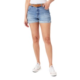 WallFlower Women's Fearless Curvy Denim Shorts High-Rise Belted Insta Vintage Juniors, Ada