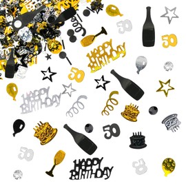 Giftota Confetti, 50th Birthday Decorations, Gold, Black, for Anniversaries, Birthdays, Parties