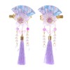 C-118-1 Purple Fan Shape Sakura Cherry Blossom Tassels Hair Clip