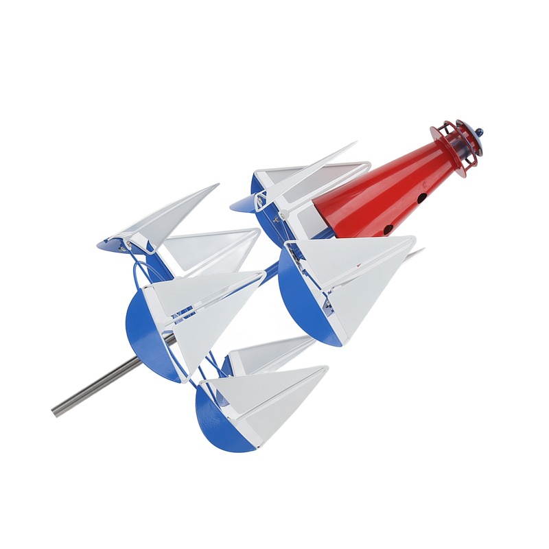Summer Lighthouse Sailboat Windmills 360 Degree Rotation Weathervane Metal Windmill