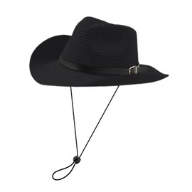 Xiuyer Sun Hat Straw Hat Women Men Summer Beach Hat Panama Unisex Cowboy Hat Foldable Brim Summer Hat UV Protection Hats Panama Hats Beach Hat, black