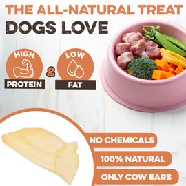 Premium Cow Ears for Dogs, Thick Cut & All-Natural Half Ears, 100% Grass Fed Beef, No Additives Or Hormones, Safe Rawhide Alternative, Great Dog Treat Alternative to Pig Ears, Bully Sticks, Dog Bones