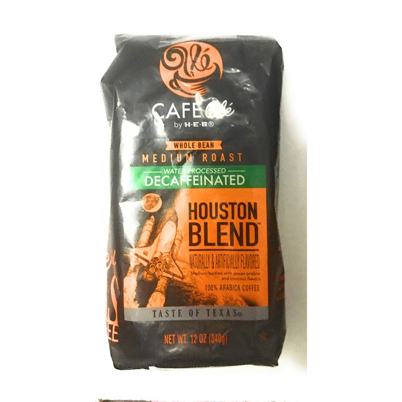 Cafe Ole Houston Blend Whole Bean. Decaffeinated 3 pack bundle.