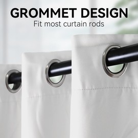 Hascemon Extra Long Blackout Curtains, Room Darkening Grommet High Ceiling Drapes, 2 Story Curtains for Living Room and Loft(1 Panel, Greyish White, 52"x216")