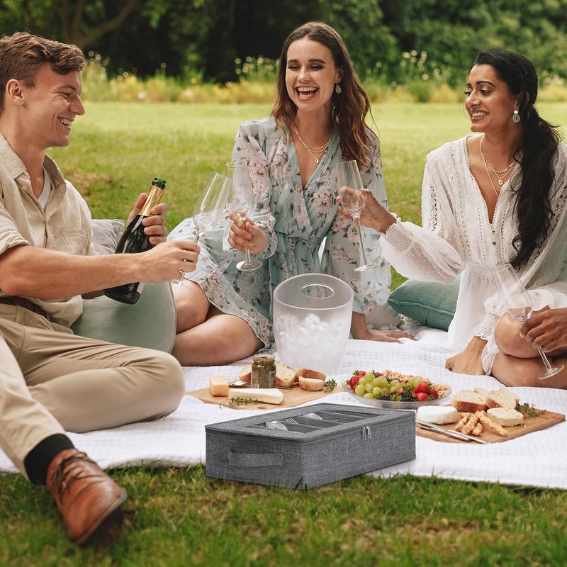 Lifewit - Caja de almacenamiento de cubiertos cubiertos con tapa