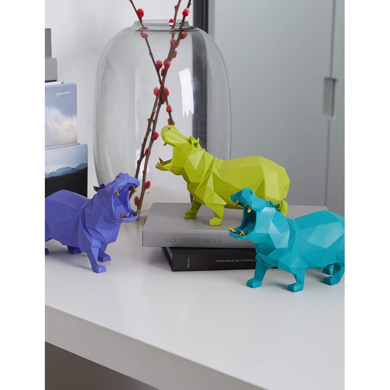 HAUCOZE Hippo Statue Sculpture Modern Decor Home Gifts Animal Figurine