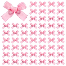 60 Pcs Bow Hair Clips for Women Girls, Satin Mini Ribbon Bowknot Barrettes Hair Ribbon Alligator Clips Cute Hair Bow Barrettes for Teens Women Girls Braids Hair Decoration (Pink)