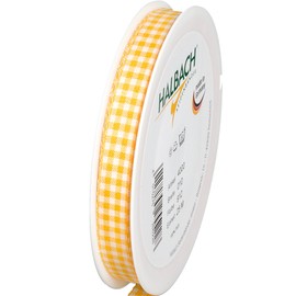 Halbach Seidenbänder Vichy 10mm Yellow Checked Ribbon for Gift Wrapping