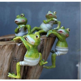 zmgmsmh Resin Frog Planter Pot Hanger Decorations Frog Flower Pot Resin Creative 3D Craft Frog Figurines Frog Statue Climbing Decoration Animal Ornaments for Office Desk Home Garden Pot Decor,4 pcs
