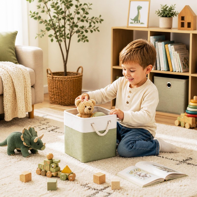 Guoovvs Fabric Storage Cubes, 11 inch cube storage bin with