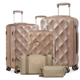 Somago Luggage Set of 3 Piece Suitcase Set Carry On Luggage with YKK Zipper TSA Lock ABS Hardside Luggage Spinner Wheels, Khaki