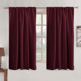 Turquoize Burgundy Blackout Curtains Solid Rod Pocket and Back Tab Curtains Thermal Insulated Blackout Curtains for Bedroom Window Treatment Drapes - 2 Panels - 52" W x 63" L - Burgundy