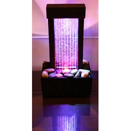 Nature's Mark 10" H Crackled Glass Light Show Tabletop Water Fountain with Natural River Rocks and Color Changing LED Lights (Corded)