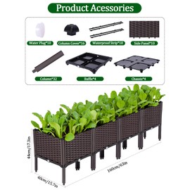 Kalolary 4 Sets Raised Garden Bed Elevated Garden Bed with Legs Patio Plant Boxes Vegetable Flowers Planting Raised Container for Indoor Outdoor Plant Fence Balcony Yard Gardening Supplies