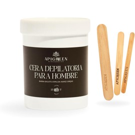 APIGREEN - CERA ESPAÑOLA 400GRS DEPILACIÓN PARA HOMBRES BARBA, BIGOTE, NARIZ, ESPALDA, OREJAS - DEPILA SIN DOLOR EFICAZ EN TODO TIPO DE VELLO