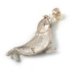 Diamante Seal Brooch (Silver Tone)