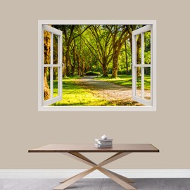 IDEA4WALL Removable Wall Sticker/Wall Mural Sunlight Spring Summer Tree Forest Park Nature Wilderness Photography Modern Art Rustic Landscape Colorful for Living Room, Bedroom, Office - 36"x48"