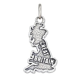 Great Britain United Kingdom Country Map 925 Solid Sterling Silver Charm Pendant Bracelet Jewelry Making Supply