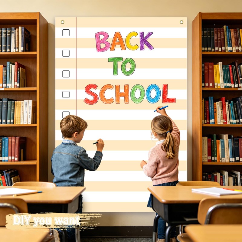 Notebook Paper Backdrop for Photoshoot, Welcome Back to School Photo
