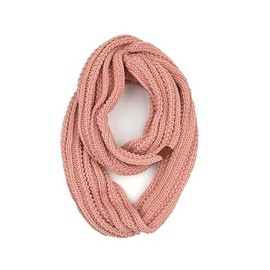 C.C CC Winter Soft Matching Unisex Chunky Knit Cowl Loop Infinity Scarf (Ribbed Solid Indi Pink)