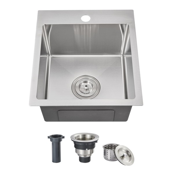 ROVOGO 15x17x8 in. Drop in Bar Prep Sink 304 Stainless