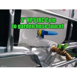 Connect IBC Tote Garden Hose Adapter - 2" NPT to 3/4" Garden Hose Faucet Easily Connect