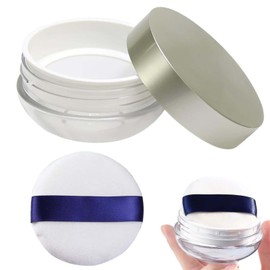 PAVIKE Powder Case, Loose Powder Case, Portable Face Powder Case with Puff, Face Powder Case with Puff and Elastic Mesh Sieve, Large Capacity 30g, Reusable, Portable Makeup Tools, Travel Business Trip