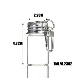 VASANA 5PCS 7ml /0.23oz Small Glass Bottles Aluminium Cap Ornament Wishing Bottles with Key Chain Clasp Crafts Gift Pendants DIY Glass Jars Miniature Message Bottles