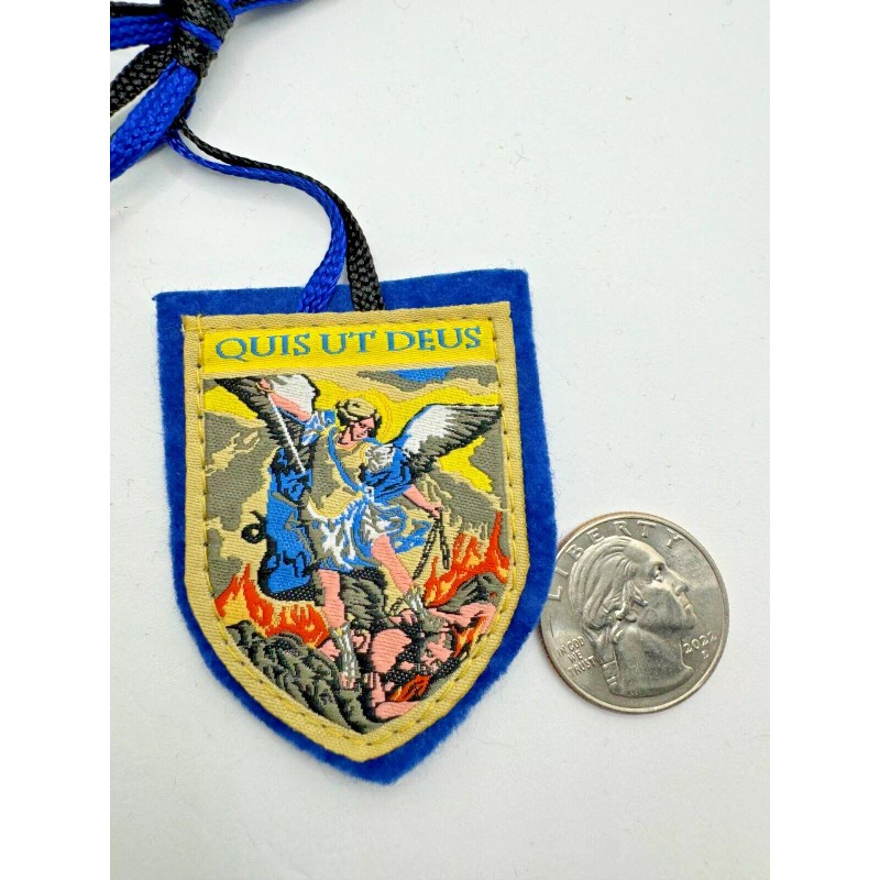 St. Michael Woven Cloth Scapular - Blue Shield