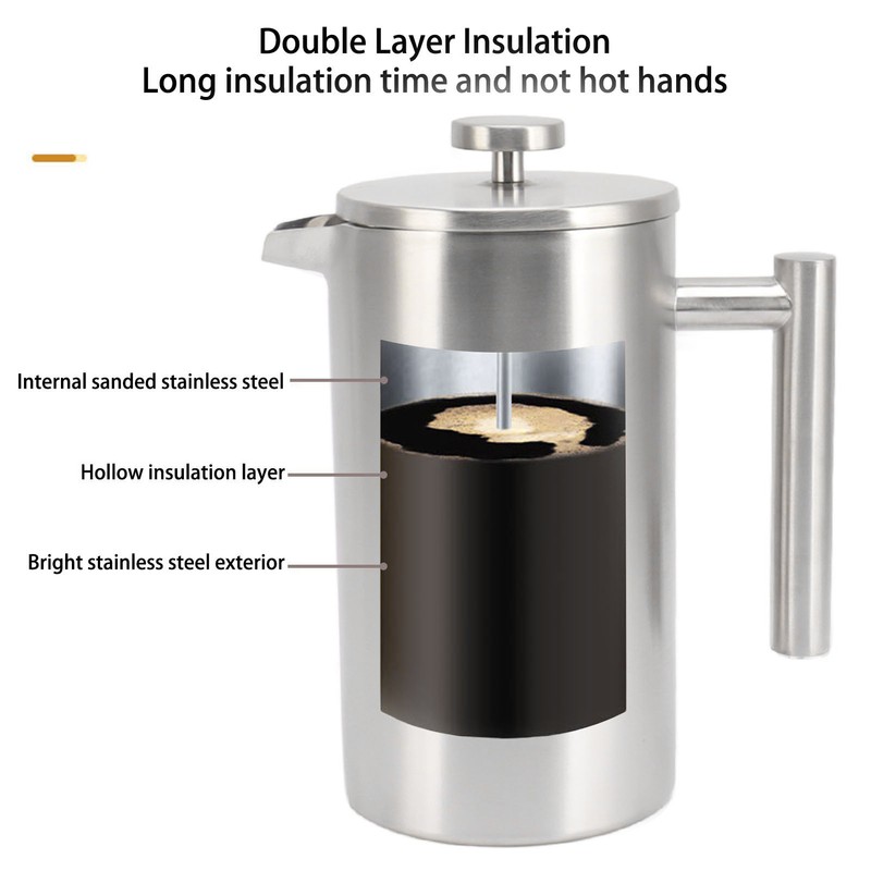French Press Coffee Maker Dishwasher Safe Double Wall Insulated Rust