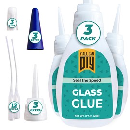 Y’allCanDiy Super Glue for Glass 3 Pk x .7 Oz. (20g) – Instant-Bond Clear Adhesive for Glass, Acrylic, Crystal, Mirrors, Jewelry & Crafts – Strong, Precise, Flexible Repair for Delicate Surfaces