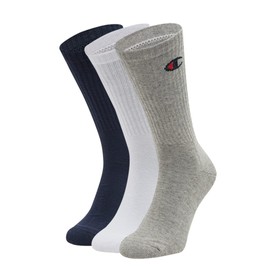 Champion Unisex Core 3pp Crew Ankle Socks, Blu Marino, Bianco, Grigio Melange Chiaro, 8-Jun UK